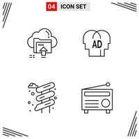 4 iconos estilo de línea cuadrícula basada en símbolos de contorno creativo para el diseño de sitios web signos de icono de línea simple aislados en fondo blanco 4 conjunto de iconos vector