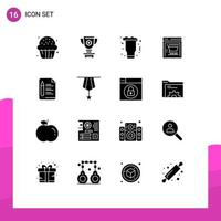 conjunto de 16 iconos de interfaz de usuario modernos signos de símbolos para elementos de diseño de vector editables de fiesta de vidrio de logro de comercio electrónico de tienda web