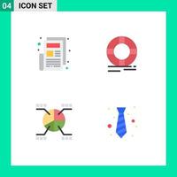 Modern Set of 4 Flat Icons Pictograph of news graphical circle protection statistics Editable Vector Design Elements