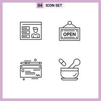 Pack of 4 Modern Filledline Flat Colors Signs and Symbols for Web Print Media such as account payment id board medical Editable Vector Design Elements
