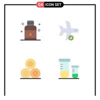 4 iconos planos universales signos símbolos de transporte de cabello salón vuelo hays elementos de diseño vectorial editables vector