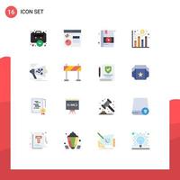 Universal Icon Symbols Group of 16 Modern Flat Colors of marketing graph development chart book Editable Pack of Creative Vector Design Elements