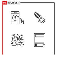 4 General Icons for website design print and mobile apps 4 Outline Symbols Signs Isolated on White Background 4 Icon Pack vector