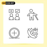 4 Creative Icons for Modern website design and responsive mobile apps 4 Outline Symbols Signs on White Background 4 Icon Pack vector