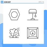 iconos de estilo moderno de 4 líneas delinean símbolos para uso general signo de icono de línea creativa aislado en fondo blanco paquete de 4 iconos vector