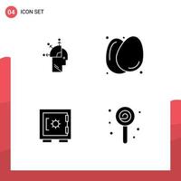 4 Creative Icons Modern Signs and Symbols of user locker art food secure Editable Vector Design Elements