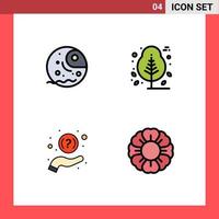 Stock Vector Icon Pack of 4 Line Signs and Symbols for distant help planet plant support Editable Vector Design Elements