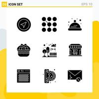 Collection of 9 Universal Solid Icons Icon Set for Web and Mobile vector