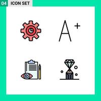 4 Creative Icons Modern Signs and Symbols of graph control setting quality control gems Editable Vector Design Elements