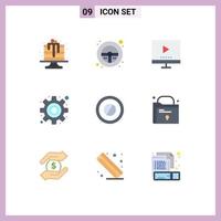9 Universal Flat Colors Set for Web and Mobile Applications medicine settings devices gear video Editable Vector Design Elements