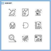 Universal Icon Symbols Group of 9 Modern Outlines of dogecoin identity report user man Editable Vector Design Elements