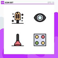 4 Filledline Flat Color concept for Websites Mobile and Apps carnival electro party plunger stove Editable Vector Design Elements