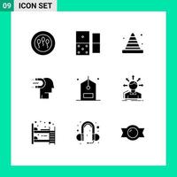 9 User Interface Solid Glyph Pack of modern Signs and Symbols of commerce lead construction influence engagement Editable Vector Design Elements