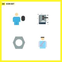 Group of 4 Flat Icons Signs and Symbols for access law book human book bolt Editable Vector Design Elements