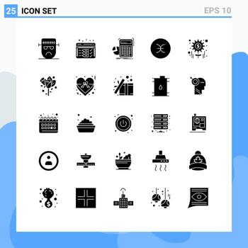 25 Thematic Vector Solid Glyphs and Editable Symbols of symbols sign web pisces progress Editable Vector Design Elements