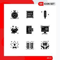 Mobile Interface Solid Glyph Set of 9 Pictograms of mobile selling fever sales marketing Editable Vector Design Elements