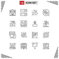 Group of 16 Modern Outlines Set for sign flying creative disabled graphical Editable Vector Design Elements