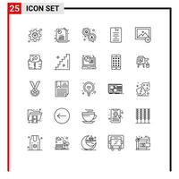 Set of 25 Modern UI Icons Symbols Signs for learning education seo report e survey Editable Vector Design Elements