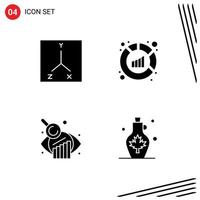 4 User Interface Solid Glyph Pack of modern Signs and Symbols of coordinates research analytics analysis kettle Editable Vector Design Elements