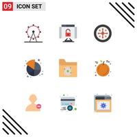 9 Universal Flat Color Signs Symbols of folder share christmas pie chart Editable Vector Design Elements