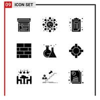 9 General Icons for website design print and mobile apps 9 Glyph Symbols Signs Isolated on White Background 9 Icon Pack vector