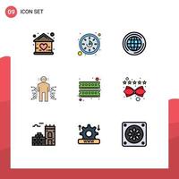 9 iconos creativos signos y símbolos modernos del sensor de datos del mundo humano de la computadora elementos de diseño vectorial editables vector