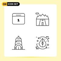 4 Creative Icons for Modern website design and responsive mobile apps 4 Outline Symbols Signs on White Background 4 Icon Pack vector