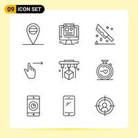 9 Creative Icons for Modern website design and responsive mobile apps 9 Outline Symbols Signs on White Background 9 Icon Pack vector