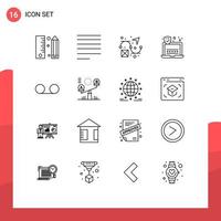 16 Thematic Vector Outlines and Editable Symbols of balance message creative mail security Editable Vector Design Elements