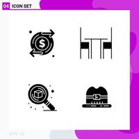 Solid Icon set Pack of 4 Glyph Icons isolated on White Background for Web Print and Mobile vector