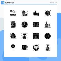 User Interface Pack of 16 Basic Solid Glyphs of engine yes frappe up hand Editable Vector Design Elements