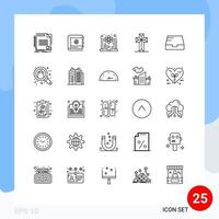 Universal Icon Symbols Group of 25 Modern Lines of christian science contacts learn computer Editable Vector Design Elements