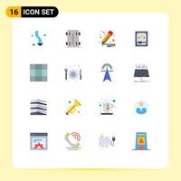Set of 16 Modern UI Icons Symbols Signs for layout night wheels skate box pencil Editable Pack of Creative Vector Design Elements