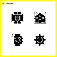 4 Icon Set Simple Solid Symbols Glyph Sign on White Background for Website Design Mobile Applications and Print Media vector