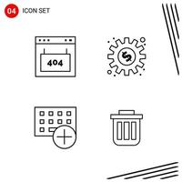 Collection of 4 Vector Icons in Line style Pixle Perfect Outline Symbols for Web and Mobile Line Icon Signs on White Background 4 Icons