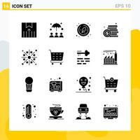 Collection of 16 Universal Solid Icons Icon Set for Web and Mobile vector