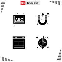 Editable Vector Line Pack of 4 Simple Solid Glyphs of abc design school magnet site Editable Vector Design Elements