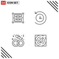 Editable Vector Line Pack of 4 Simple Filledline Flat Colors of visual ring eye time machine maze Editable Vector Design Elements