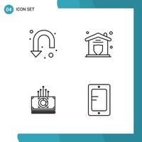 Vector Pack of 4 Outline Symbols Line Style Icon Set on White Background for Web and Mobile