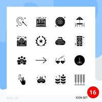 16 Thematic Vector Solid Glyphs and Editable Symbols of analytics furniture setting dinner target Editable Vector Design Elements