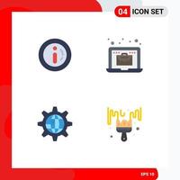 4 Creative Icons Modern Signs and Symbols of ecommerce globe shopping bag gear Editable Vector Design Elements