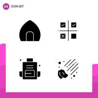 Glyph Icon set Pack of 4 Solid Icons isolated on White Background for responsive Website Design Print and Mobile Applications vector