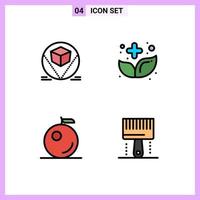 Set of 4 Modern UI Icons Symbols Signs for box fruit deliver herb coding Editable Vector Design Elements