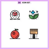 Set of 4 Modern UI Icons Symbols Signs for box fruit deliver herb coding Editable Vector Design Elements