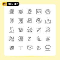 Stock Vector Icon Pack of 25 Line Signs and Symbols for linking js mobile development coding Editable Vector Design Elements