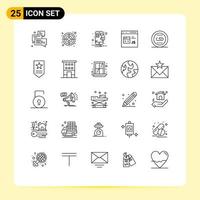 paquete de iconos de vector de stock de 25 signos y símbolos de línea para vincular elementos de diseño de vector editables de codificación de desarrollo móvil js