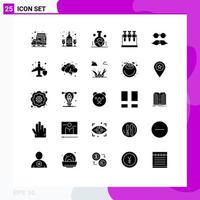 Set of 25 Modern UI Icons Symbols Signs for movember moustache geography science chemistry Editable Vector Design Elements