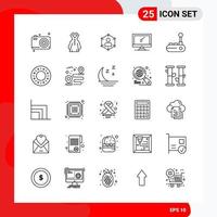 conjunto creativo de 25 iconos de contorno universal aislado sobre fondo blanco vector