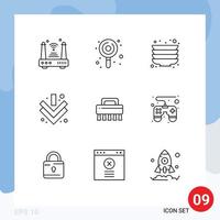 9 iconos creativos signos y símbolos modernos de elementos de diseño vectorial editables de flecha completa de dulces de pincel vector