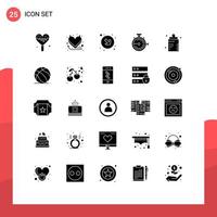 25 Universal Solid Glyphs Set for Web and Mobile Applications fitness bottle right baby release Editable Vector Design Elements